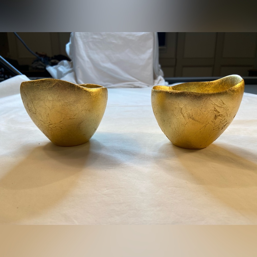 Gold Gilded Vessels,‎ 2 included, asymmetrical shape